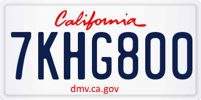 CA license plate 7KHG800