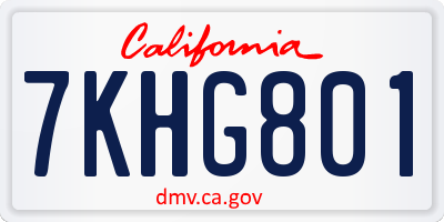 CA license plate 7KHG801