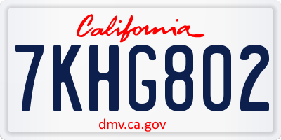 CA license plate 7KHG802