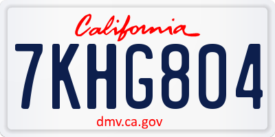 CA license plate 7KHG804