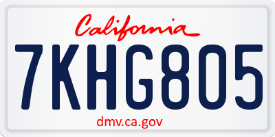 CA license plate 7KHG805