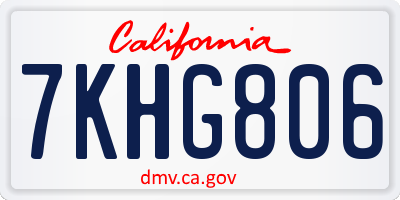 CA license plate 7KHG806