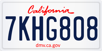 CA license plate 7KHG808