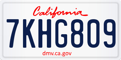 CA license plate 7KHG809