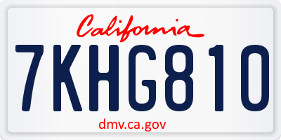 CA license plate 7KHG810