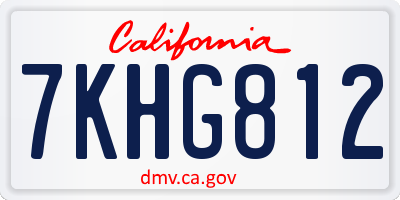 CA license plate 7KHG812
