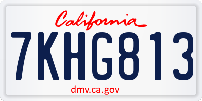 CA license plate 7KHG813