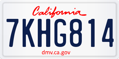 CA license plate 7KHG814