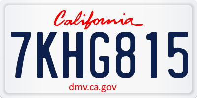 CA license plate 7KHG815