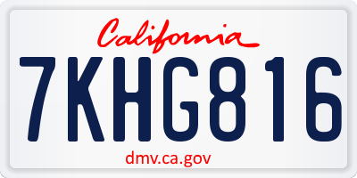 CA license plate 7KHG816