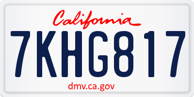 CA license plate 7KHG817