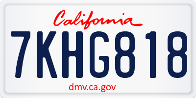 CA license plate 7KHG818