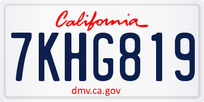 CA license plate 7KHG819