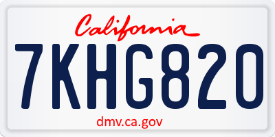 CA license plate 7KHG820