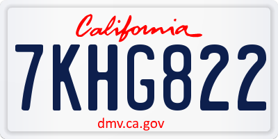 CA license plate 7KHG822