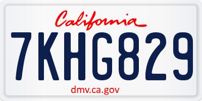 CA license plate 7KHG829