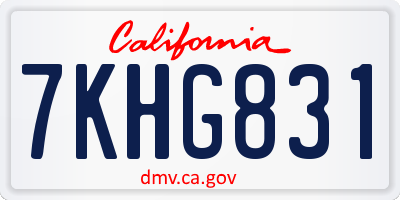CA license plate 7KHG831