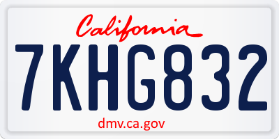 CA license plate 7KHG832