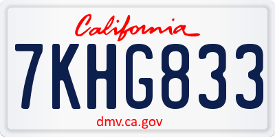 CA license plate 7KHG833