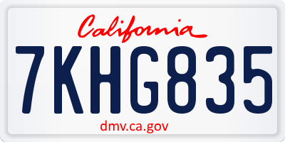 CA license plate 7KHG835
