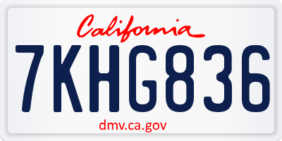 CA license plate 7KHG836