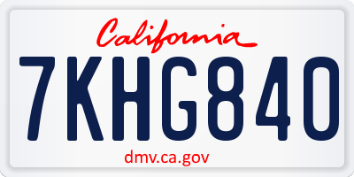 CA license plate 7KHG840
