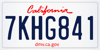 CA license plate 7KHG841