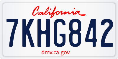 CA license plate 7KHG842