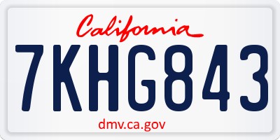 CA license plate 7KHG843