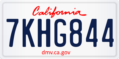 CA license plate 7KHG844