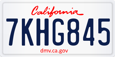 CA license plate 7KHG845