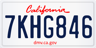 CA license plate 7KHG846