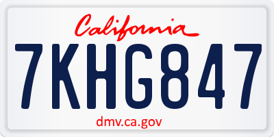CA license plate 7KHG847