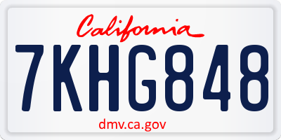 CA license plate 7KHG848