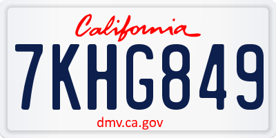 CA license plate 7KHG849