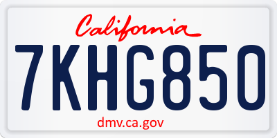 CA license plate 7KHG850