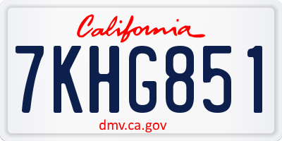 CA license plate 7KHG851