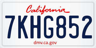 CA license plate 7KHG852