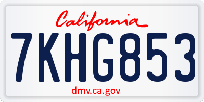 CA license plate 7KHG853