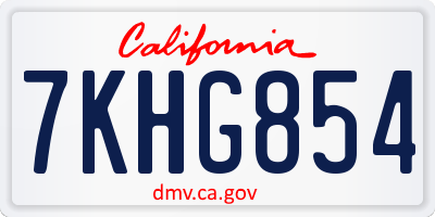 CA license plate 7KHG854