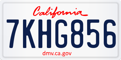 CA license plate 7KHG856
