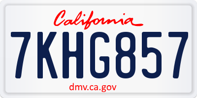 CA license plate 7KHG857