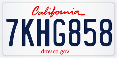 CA license plate 7KHG858