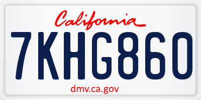 CA license plate 7KHG860