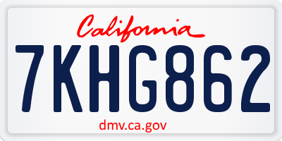 CA license plate 7KHG862