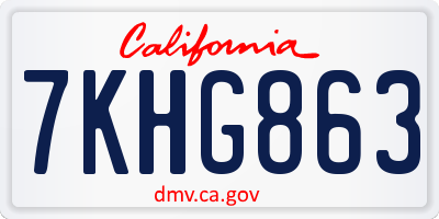 CA license plate 7KHG863