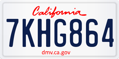 CA license plate 7KHG864
