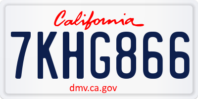 CA license plate 7KHG866