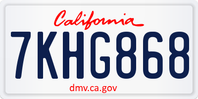CA license plate 7KHG868