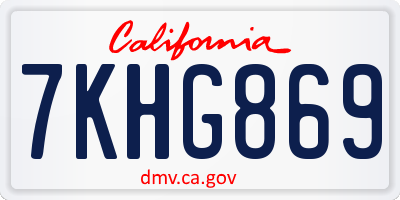 CA license plate 7KHG869